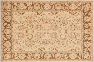 handmade Traditional Kafkaz Chobi Ziegler Beige Brown Hand Knotted RECTANGLE 100% WOOL area rug 8 x 11